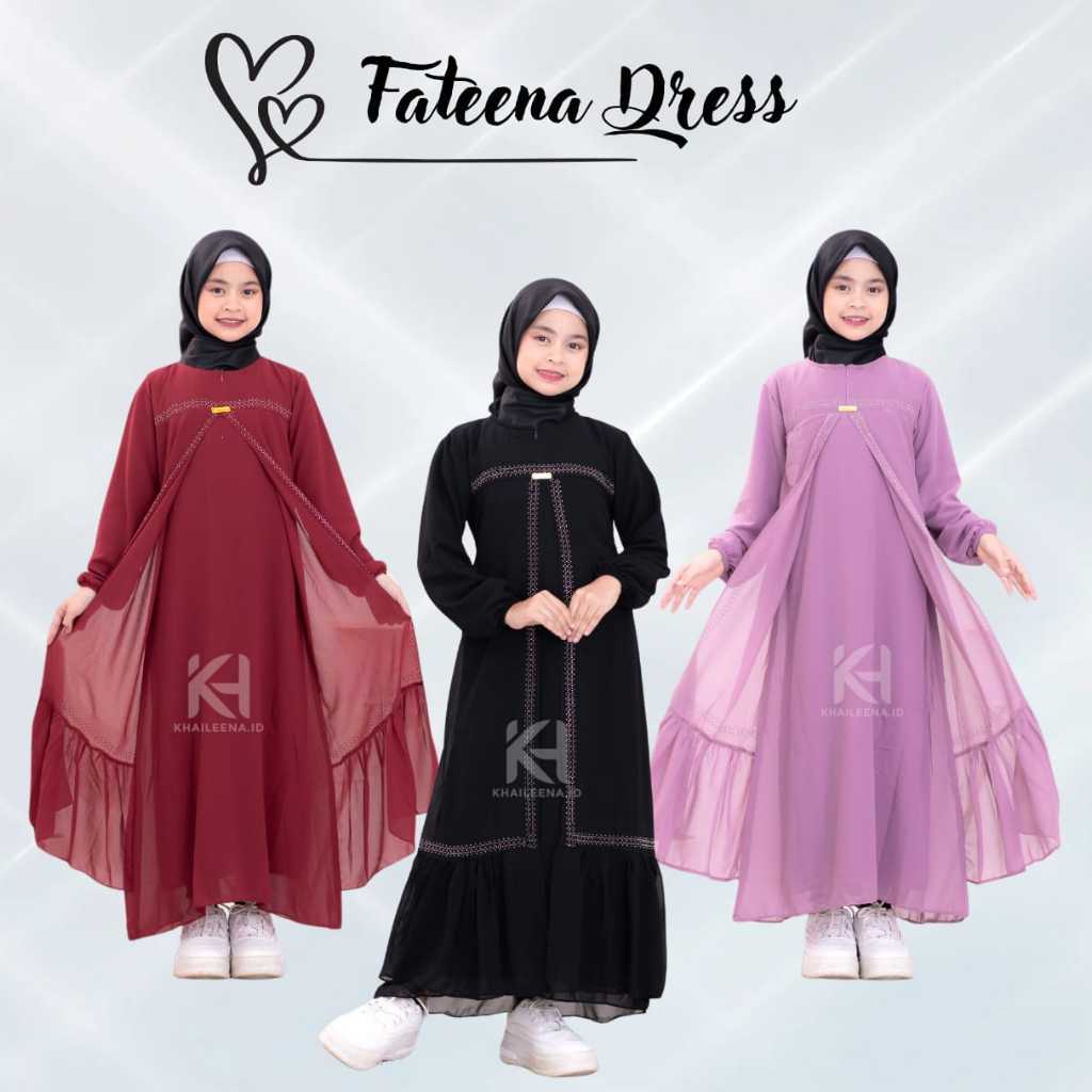 Baju Anak Tanggung Remaja Terbagus 2025 Kids Syar'i FATENA Bahan Gamis Anak Polos Umur 8 - 15 Tahun