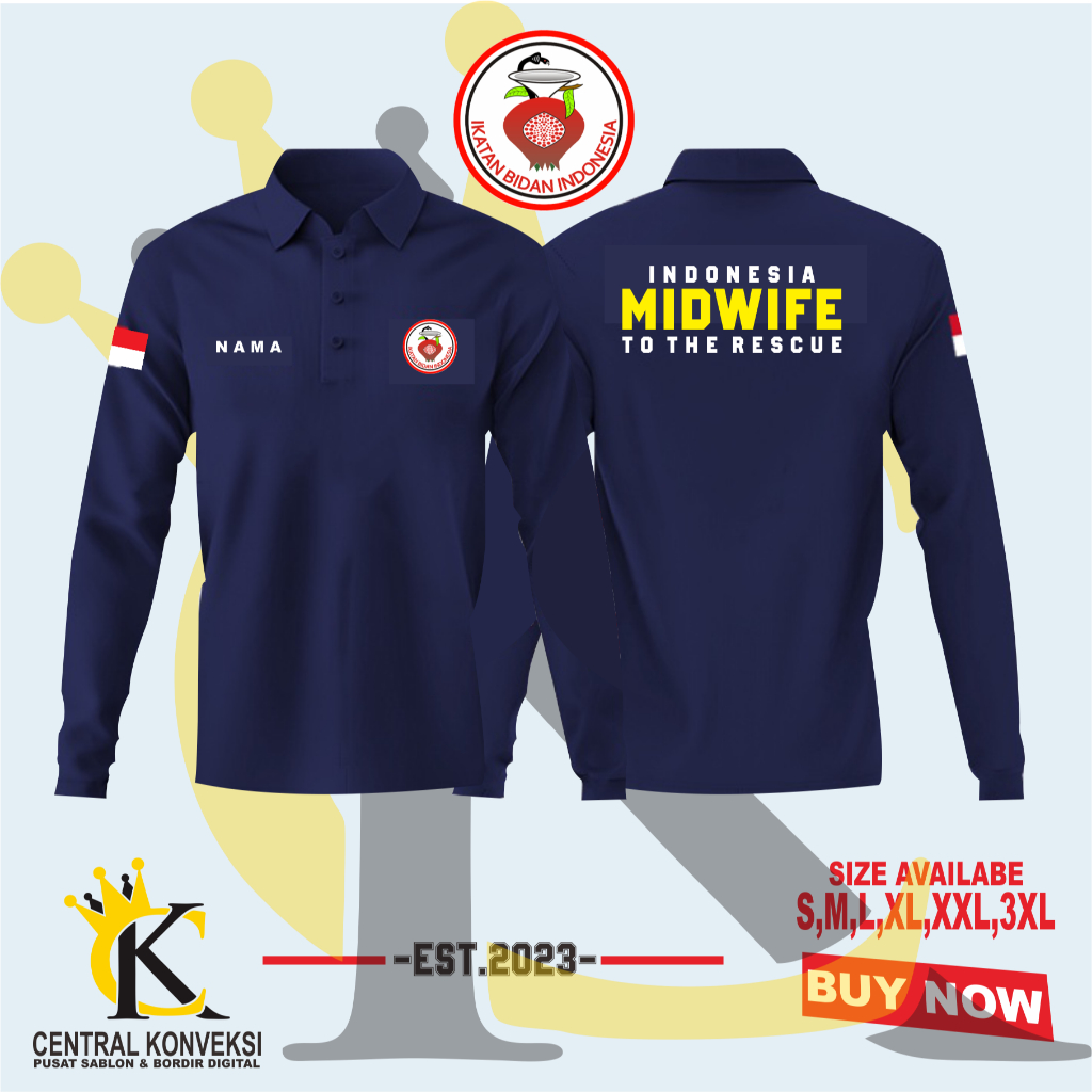 Kaos Kerah - POLOSHIRT / KAOS POLO BIDAN LENGAN PANJANG / KAOS KERAH MIDWIFE BIDAN LENGAN PANJANG DA