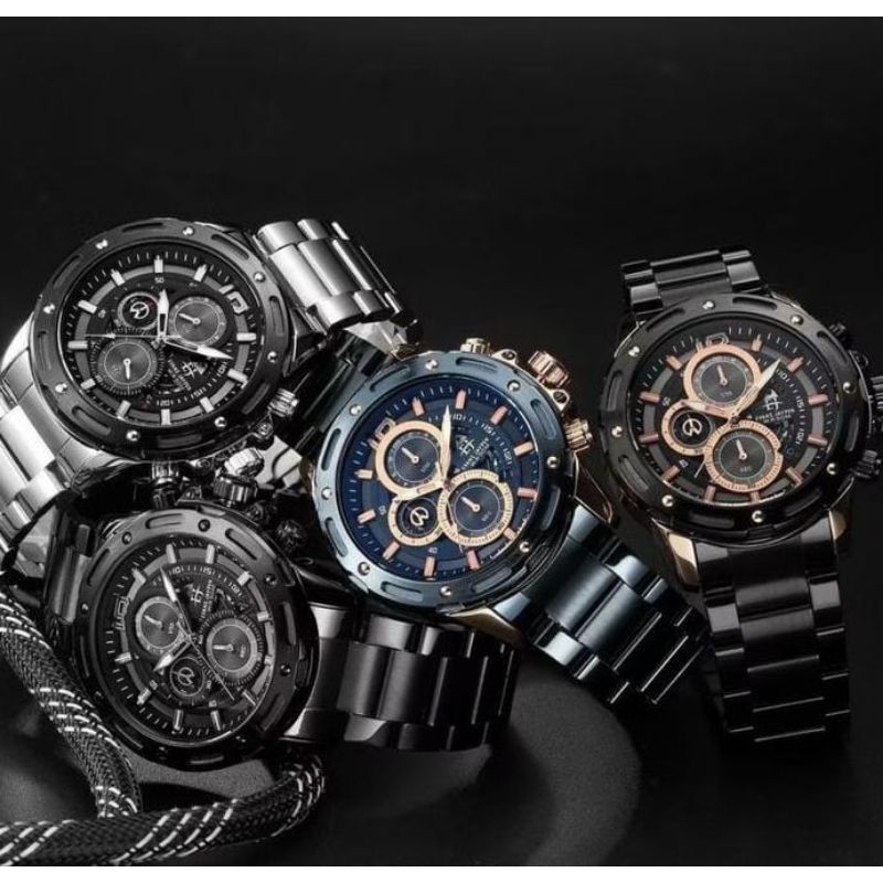 Evans Jayden Jam Tangan Pria EJ 9494 Rantai Stainless Kaca Sapphire Water Resistant