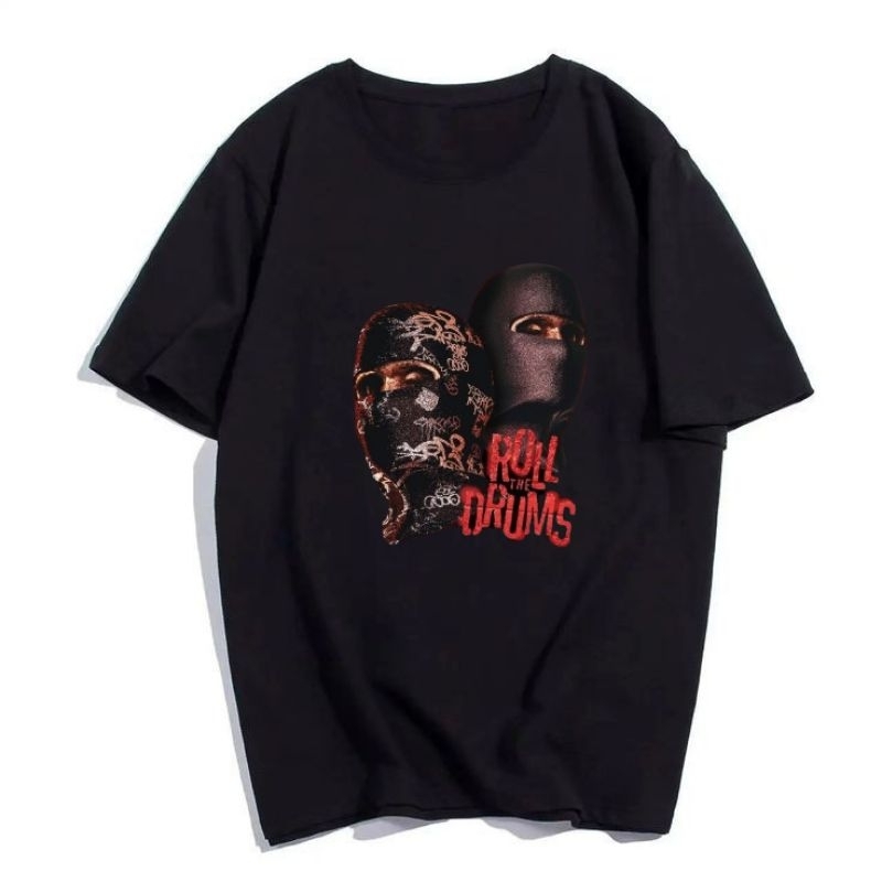tshirt distro black | roll drums | keren unisex baham cotton combed 24s tebal
