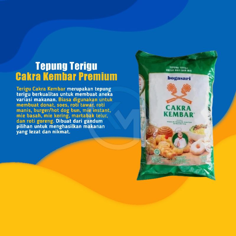 

TEPUNG/TERIGU CAKRA KEMBAR PREMIUM KEMASAN 1KG