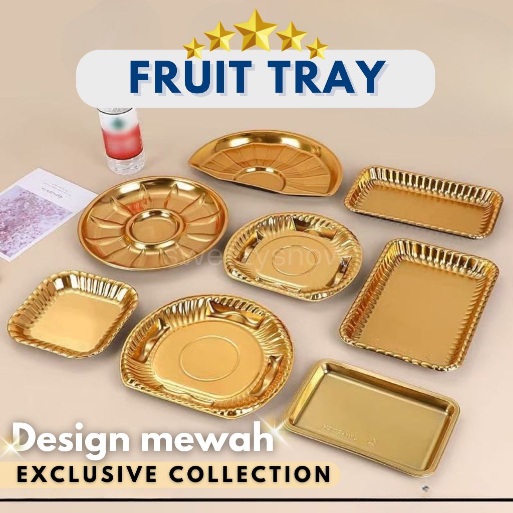 FRUIT TRAY GOLD / Snack Tray lapis emas / Wadah makanan warna emas eksklusif / snack tray gold