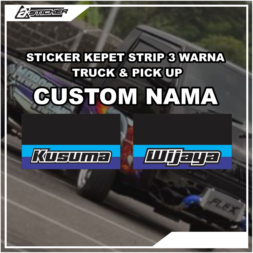 Sticker Kepet Lumpur truck pickup STRIP 3 WARNA minibus travel dll