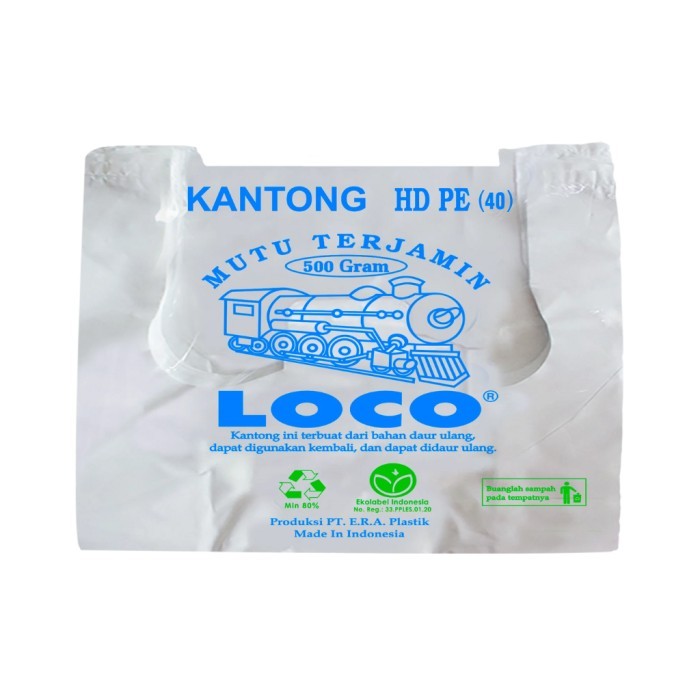Kantong Plastik Kresek Tebal Putih HD PE Merk Loco Uk 40 x 60 40x60cm 40cm x 60 cm isi -/+ 20 Lbr 40
