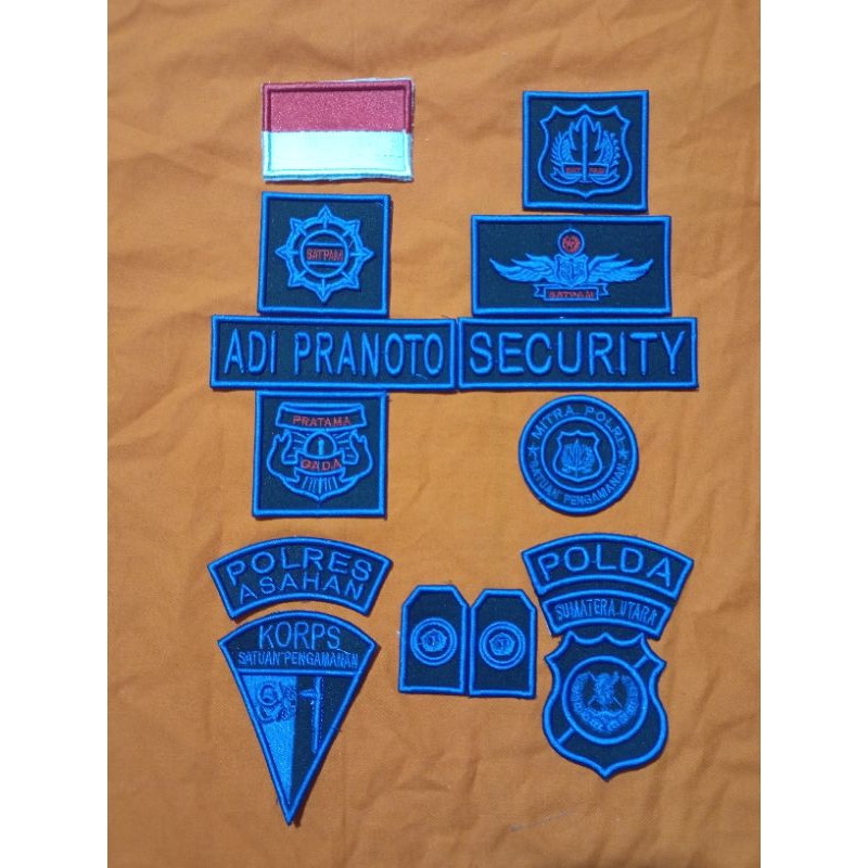 bordir satpam warna biru / biru dongker timbul 3d