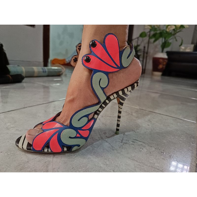 Sepatu Heels Kulit Sophia Webster Multicolor Made In Brazil Size 38