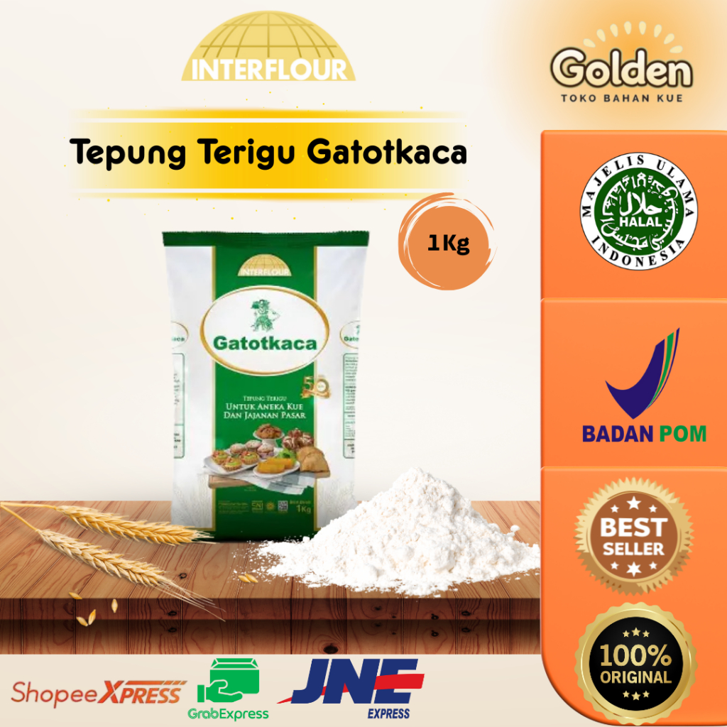 

Tepung Terigu Gatotkaca 1kg / Terigu Gatot Kaca 1 Kg