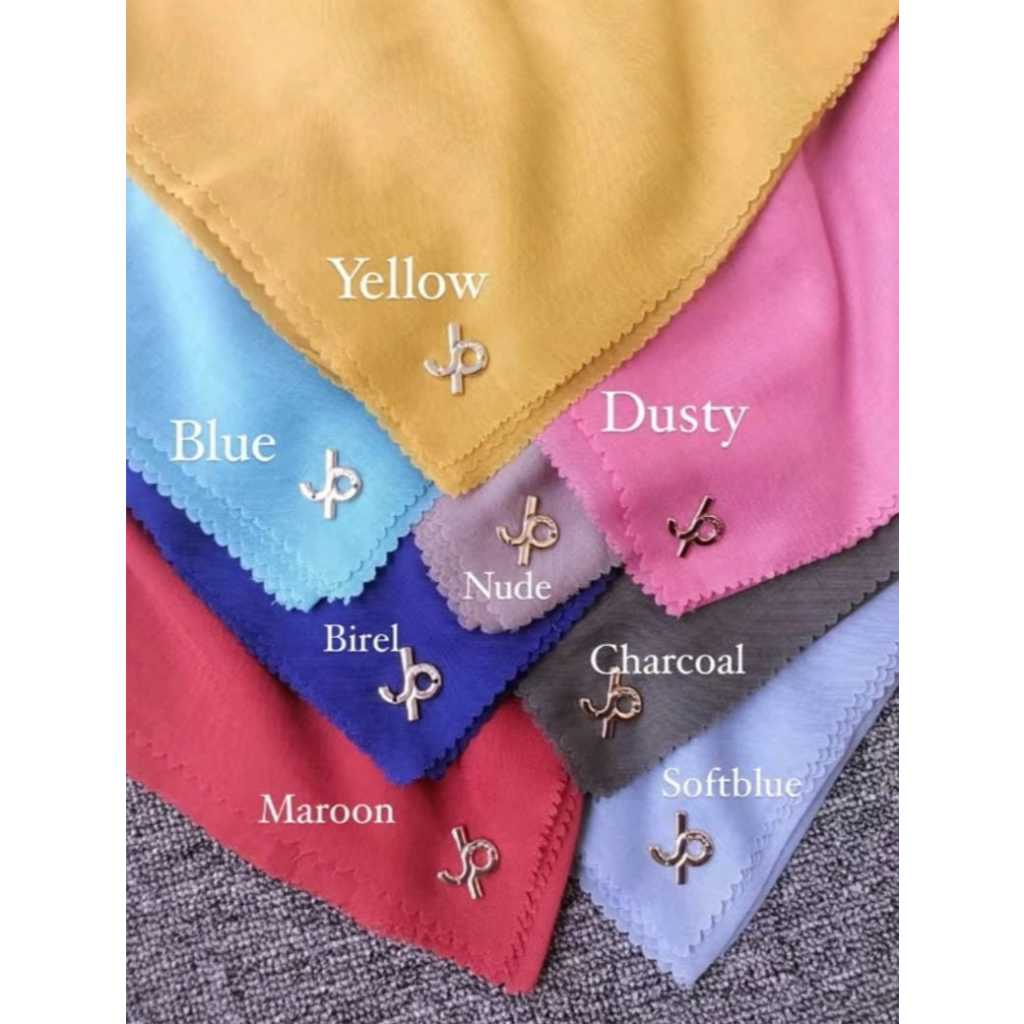 segiempat polos berlogo+pouch/jilbab segiempat polos/jilbab polos/voal polos
