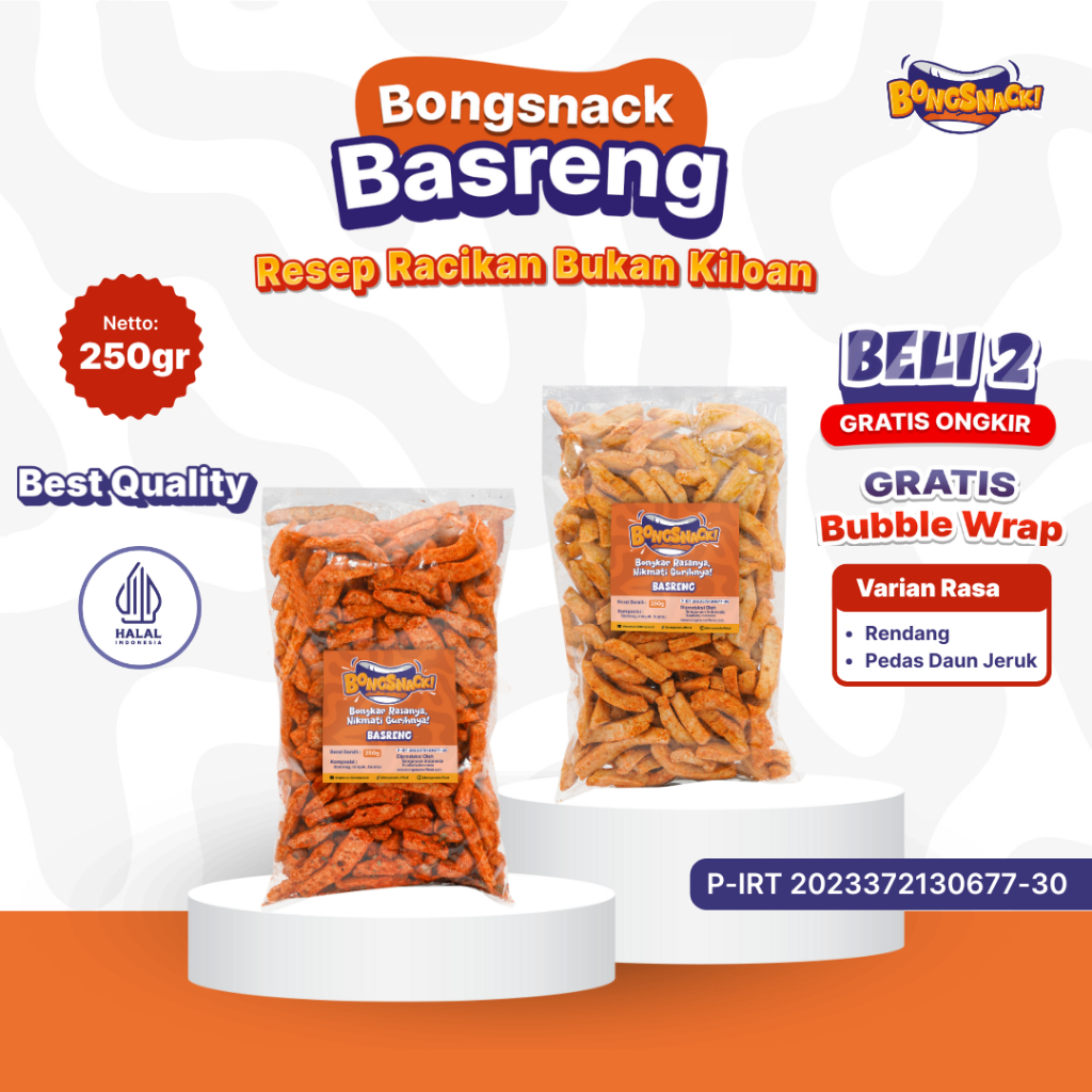 

BONGSNACK Cemilan Basreng- Isi 250gr Rasa Rendang dan Pedas Daun Jeruk