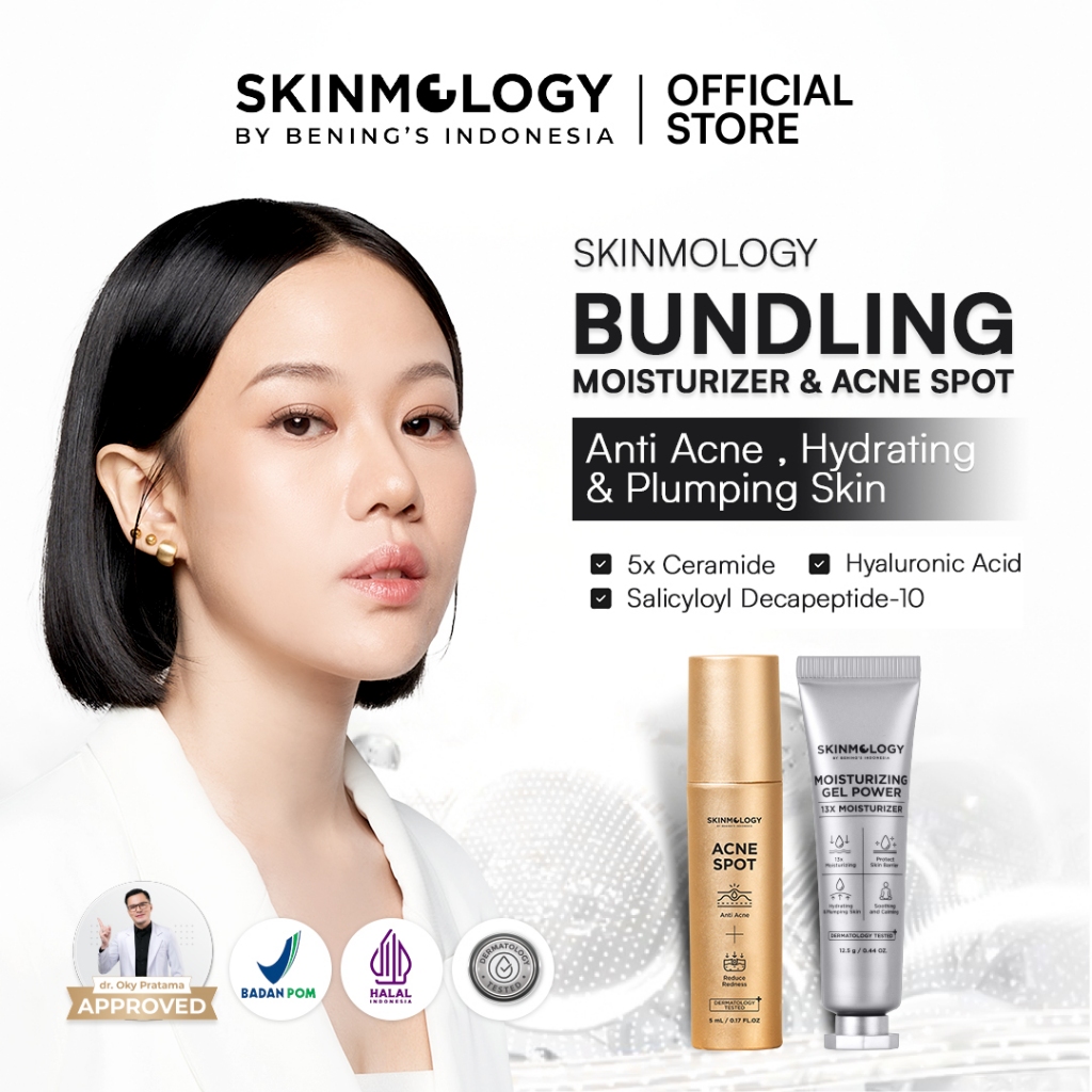 Skinmology By Bening's Indonesia - Bundling Moisturizing Gel Power 12,5g + Acne Spot - Pelembab - Ce
