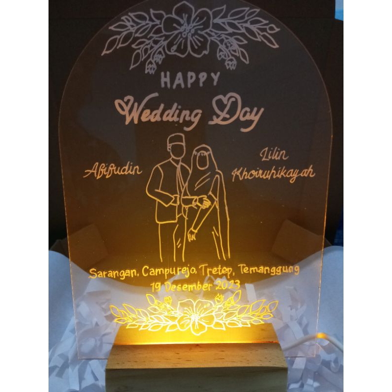 AKRILIK CUSTOM LED|GIFT WEDDING|AKRILIK CUSTOM LED UNTUK NIKAHAN WEDDING