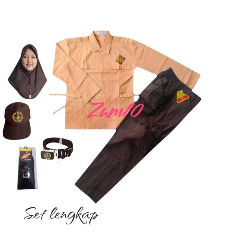 set lengkap baju pramuka panjang tali samping celana pramuka panjang pdl anak prempuan