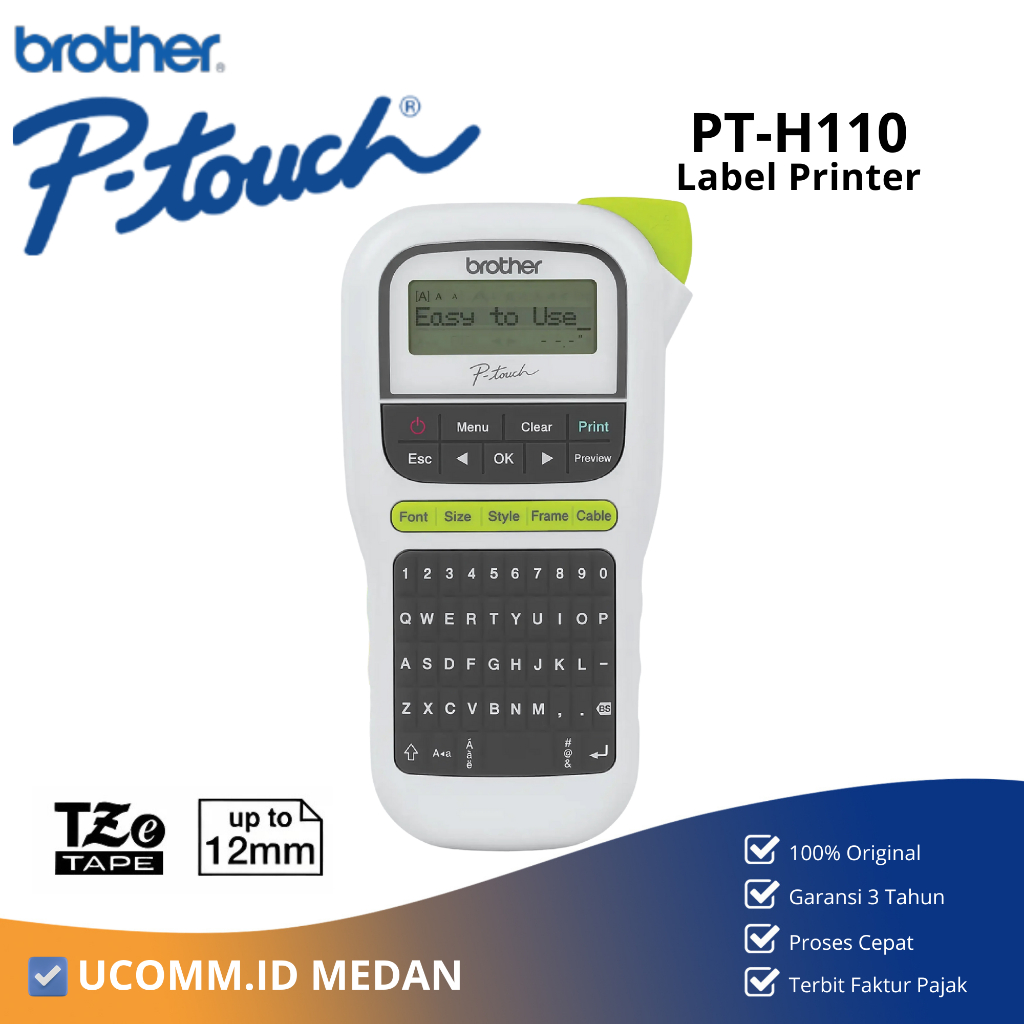 

Brother Printer Label PT H110 Label Maker Pembuat Label Brother PT-H110 Garansi Resmi Original