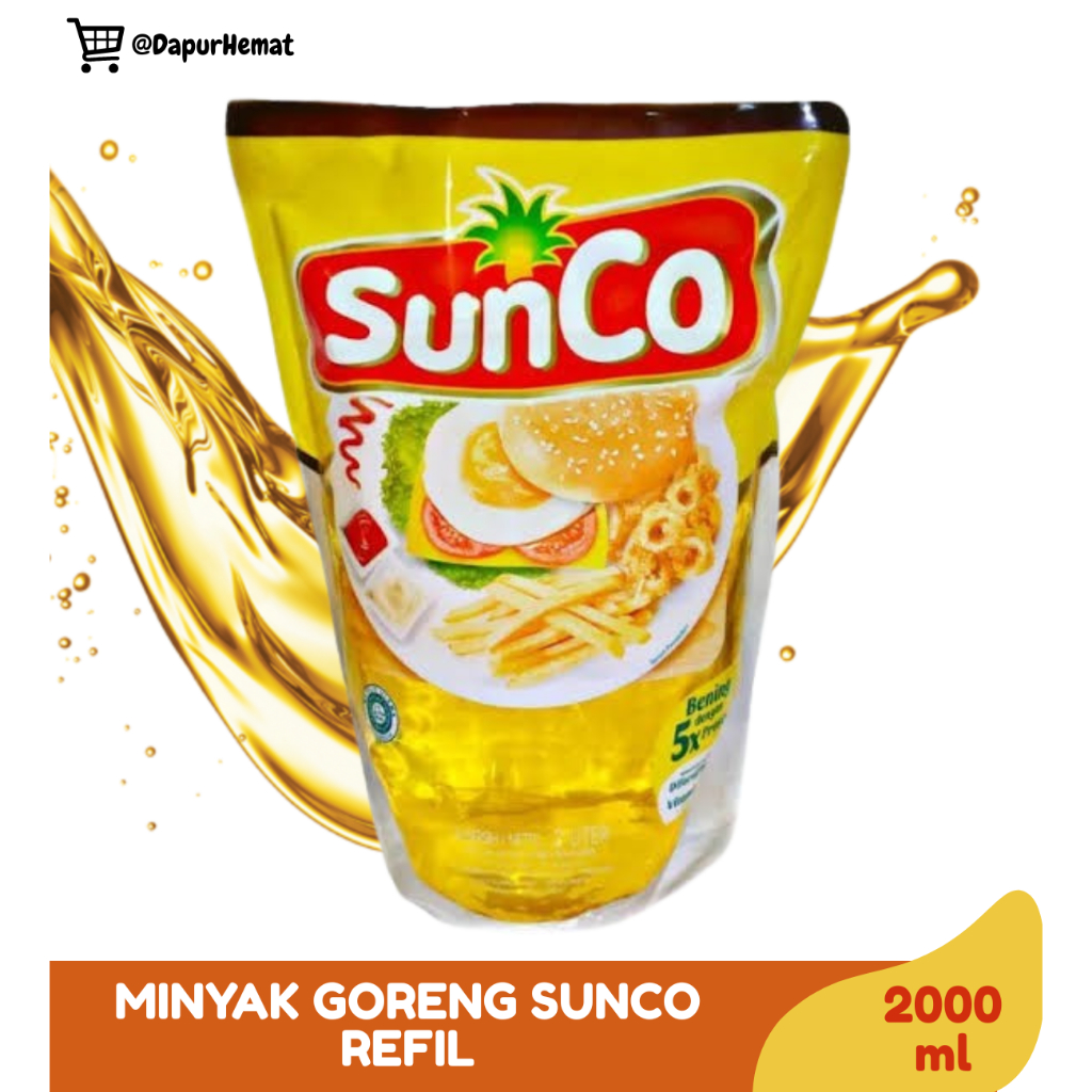 

Minyak Goreng SunCo Pouch 2 Liter – Jernih, Tidak Mudah Hitam, Kaya Vitamin A & E