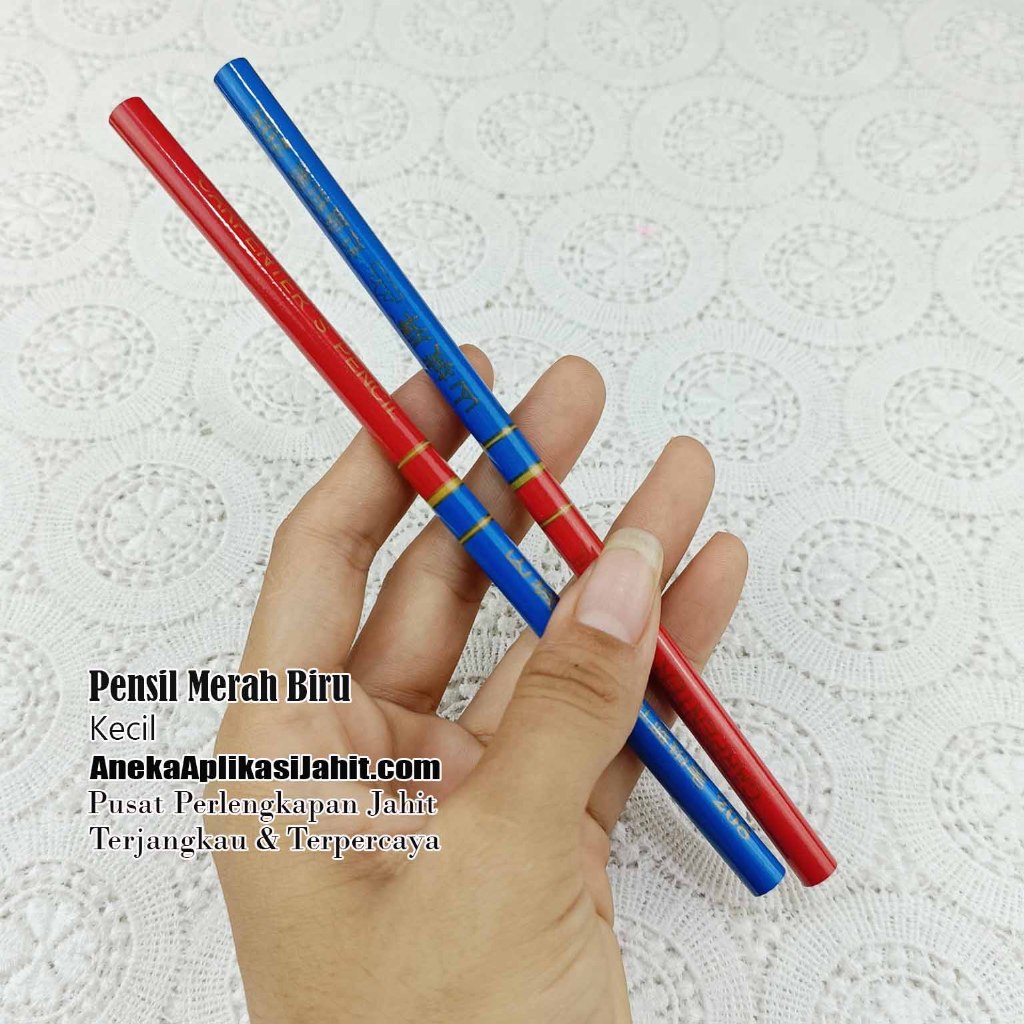 

10 PCS PENSIL MERAH BIRU KECIL/PENSIL POLA MERAH BIRU KECIL