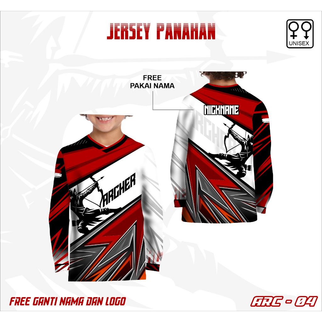 Jersey panahan kaos anak baju olahraga panahan free custom lengan panjang