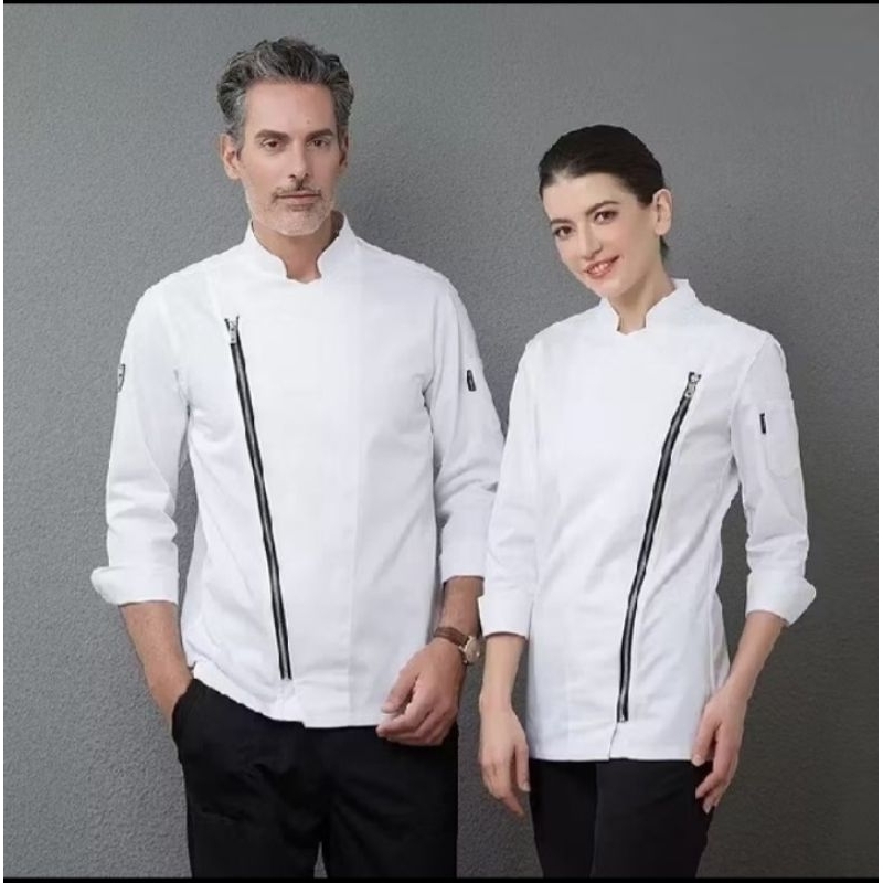 Baju Chef Koki Jacket koki chef baju Chef Peragam Koki Premium Baju Koki resleting Baju Chef
