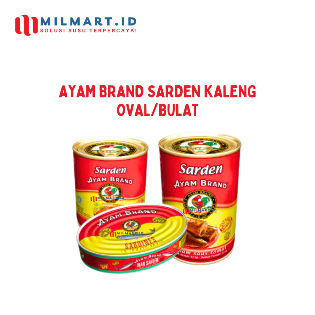 

AYAM BRAND IKAN SARDEN KALENG BULAT/OVAL RASA SARDINES SAUS TOMAT TOMATO SAUCE