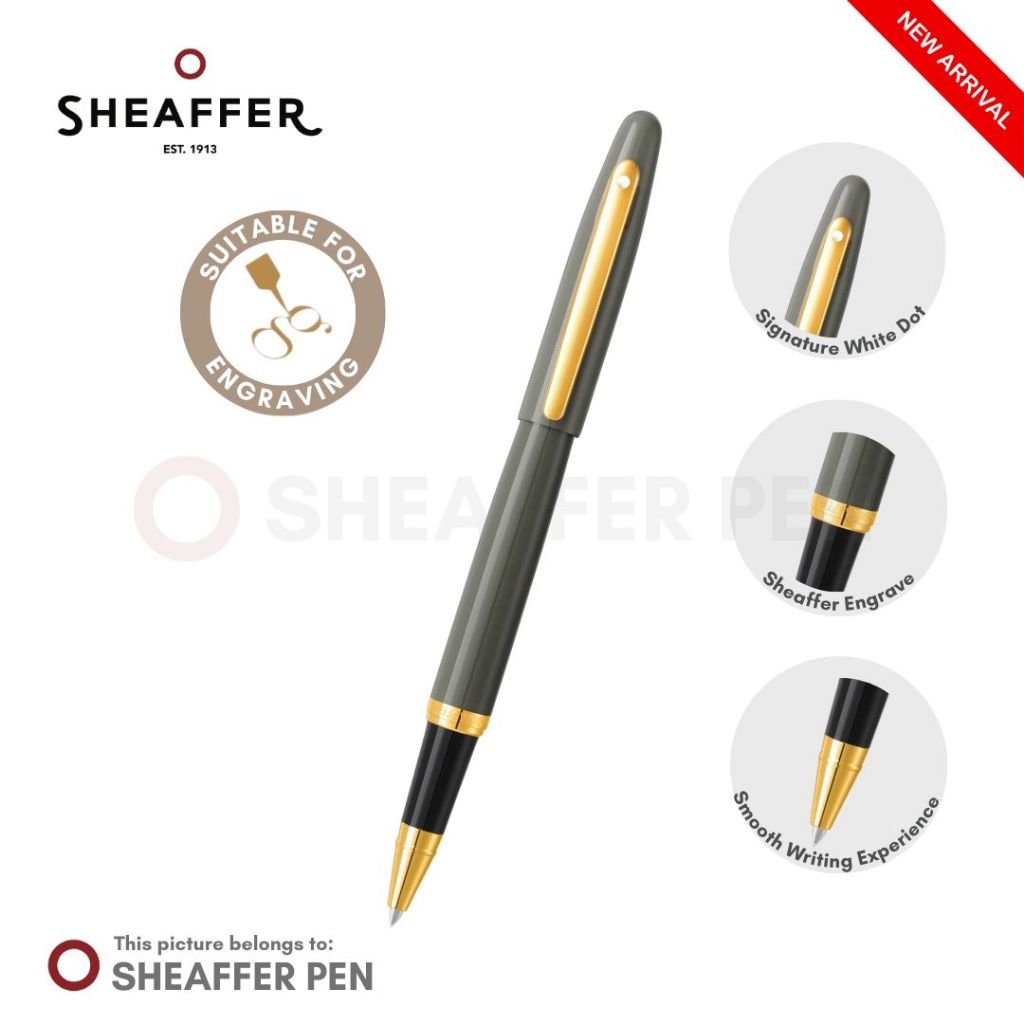 

Sheaffer® VFM Glossy Light Gray With PVD Gold Tone Trim Rollerball Pen