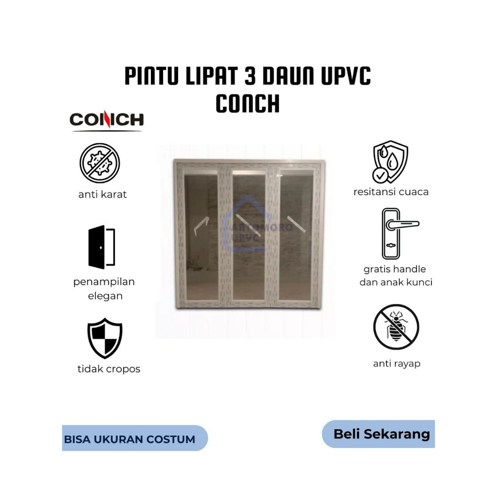 Pintu Lipat 3 Daun UPVC Conch