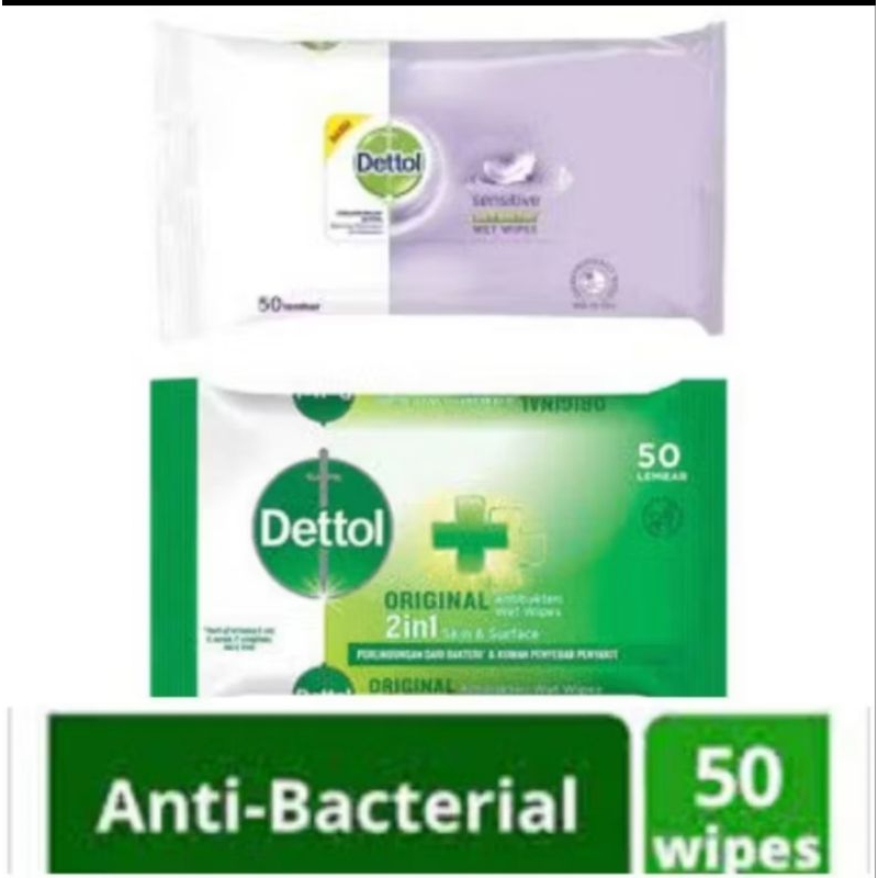 tisu basah dettol wet wepes 50 lembar