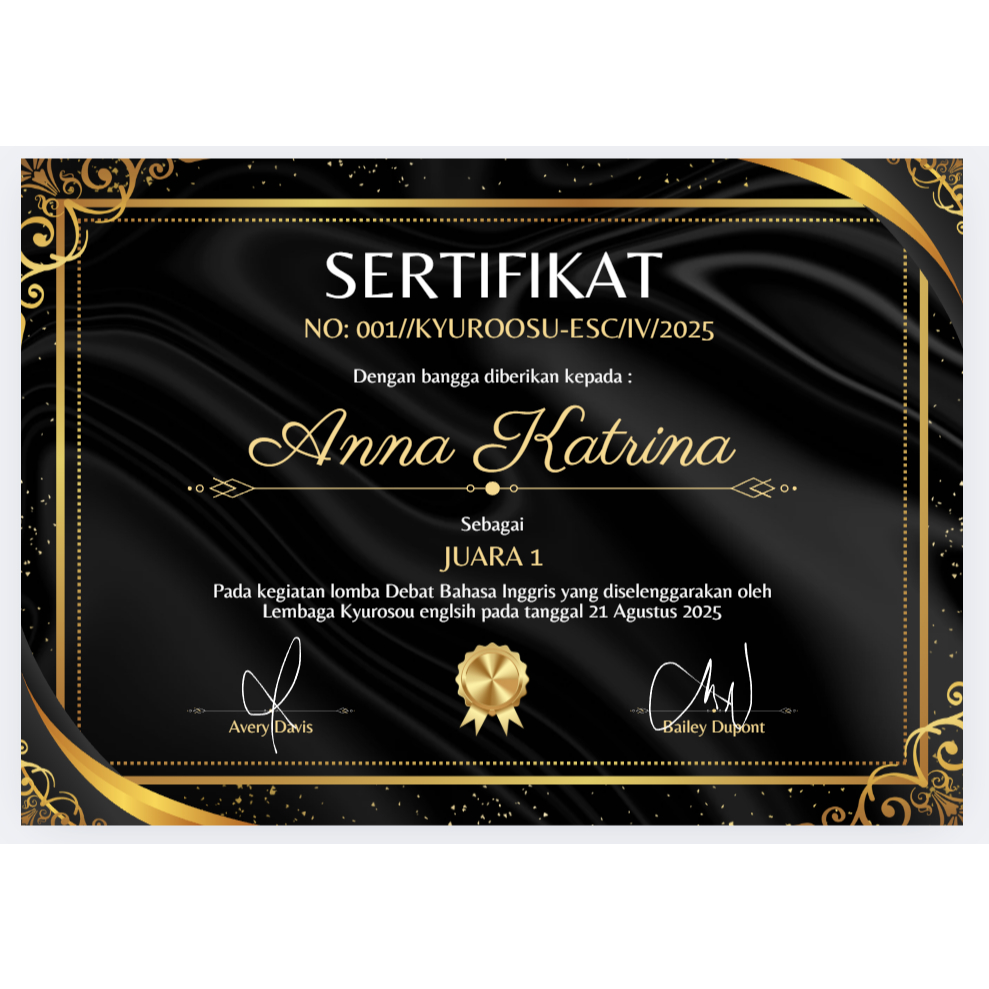 

FAKE SERTIFIKAT JUARA LOMBA COSTUM + PRINT KERTAS SERTIFIKAT