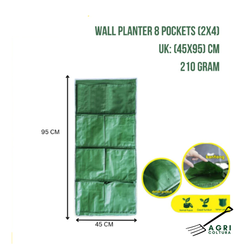 Wall Planter Bag 8 Kantong Pot Dinding Hijau Planter Bag Vertical / Wall Planter Bag