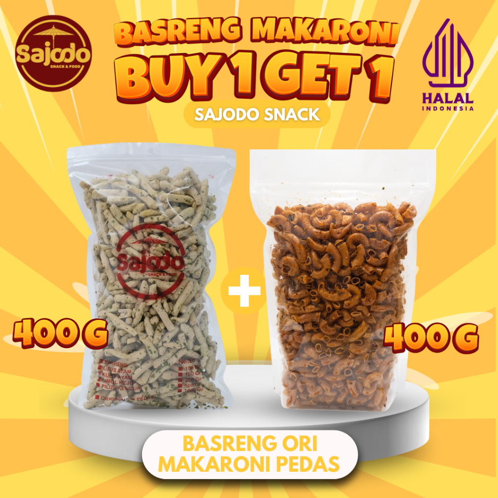 

BUY 1 GET 1 Basreng 400 Gram + Makaroni Cikruh 400gram By Sajodo Snack