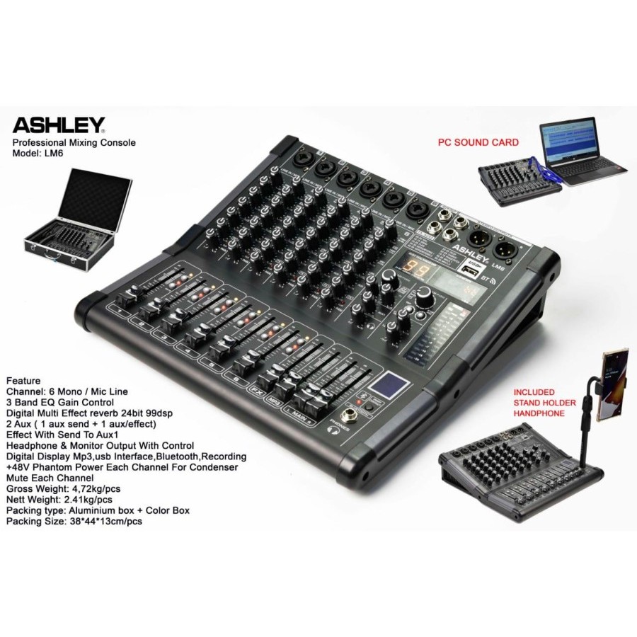 PROFESSIONAL MIXING CONSOLE ASHLEY LM-6 6 CHANNEL LM6 MIXER
