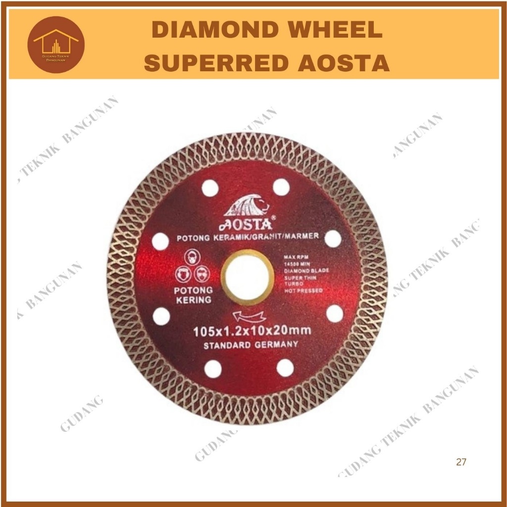 DIAMOND WHEEL TURBO 4" AOSTA SUPERTHIN RED / MATA PEMOTONG GRANIT / MATA POTONG KERAMIK