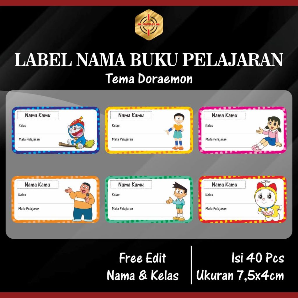 

Tema Doraemon Label Buku Pelajaran Karakter Favorit