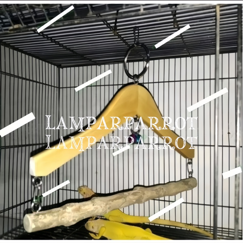 Ayunan burung mainan burung kayu