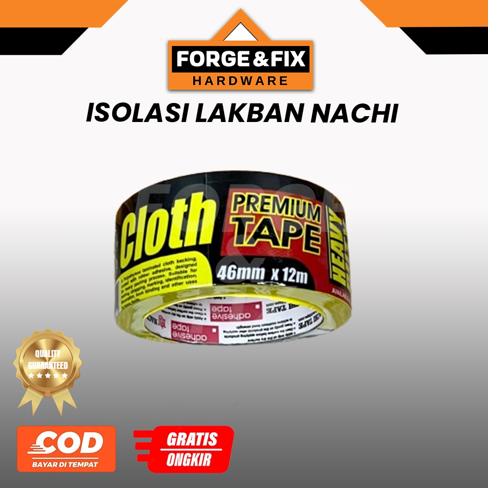 

NACHI Cloth Tape Isolasi lakban Selotif Hitam Buku Heavy Duty 2 INCH 46MM X 12M