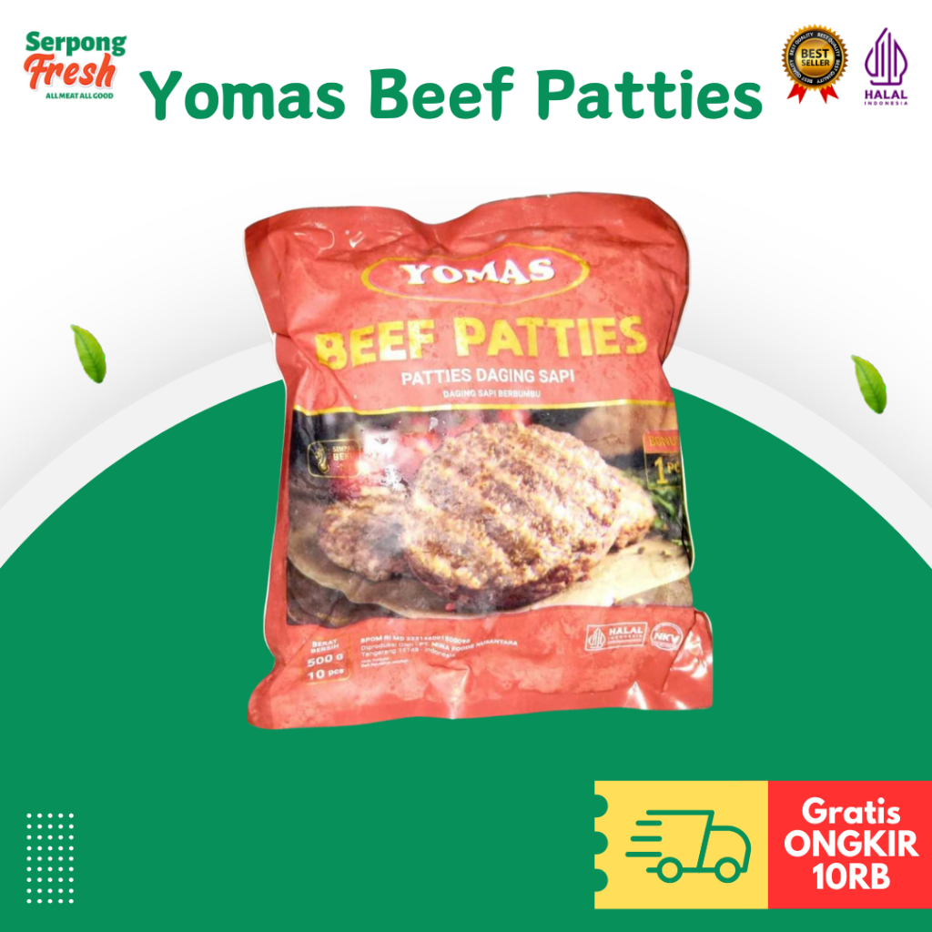 

Yomas Beef Patties 500gr Daging Sapi Burger Frozen