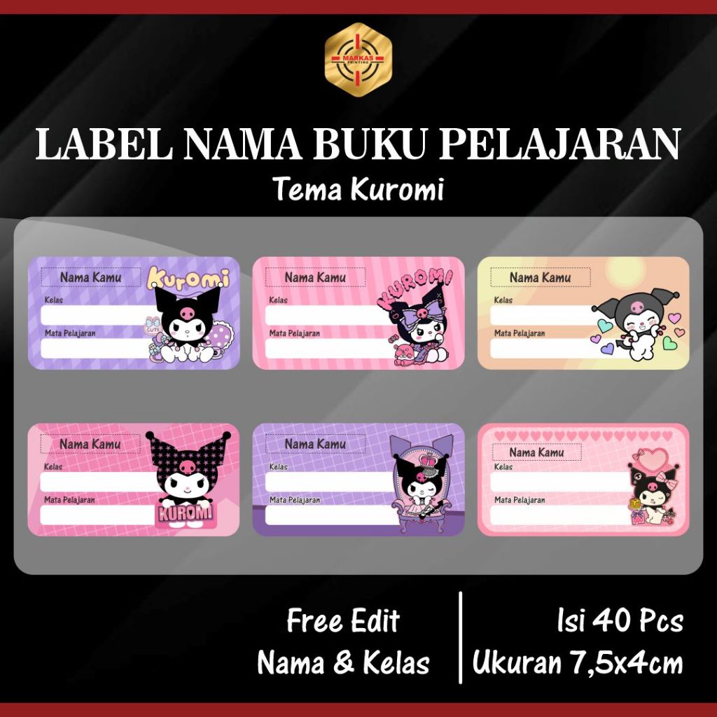 

Tema Kuromi Label Buku untuk anak sekolah Karakter Favorite anak
