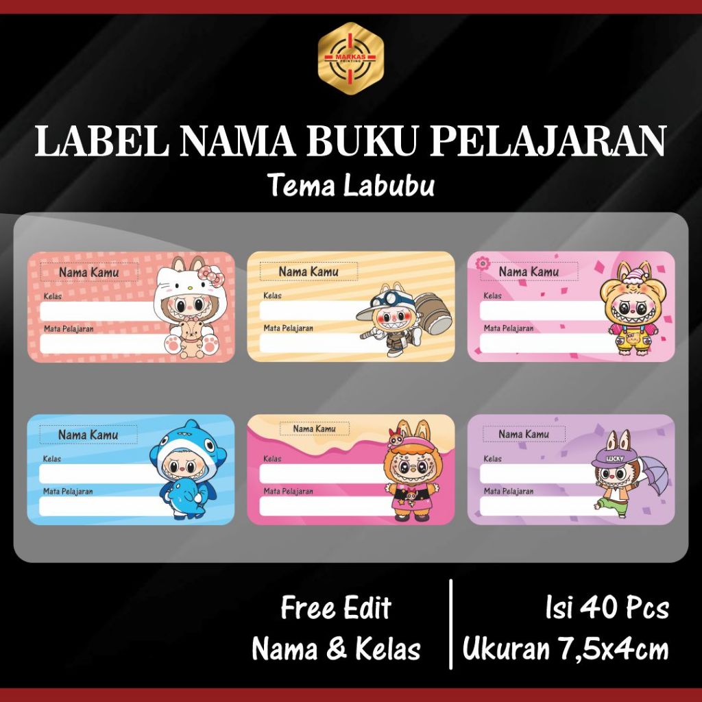 

Tema Labubu Stiker Label Buku untuk anak sekolah