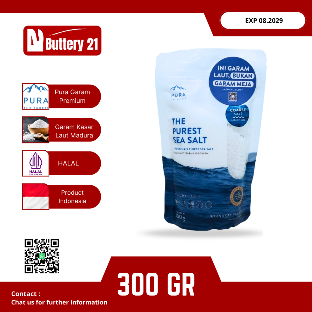

PURA SEA SALT 300 GR COARSE KASAR GARAM LAUT ORGANIK NATURAL