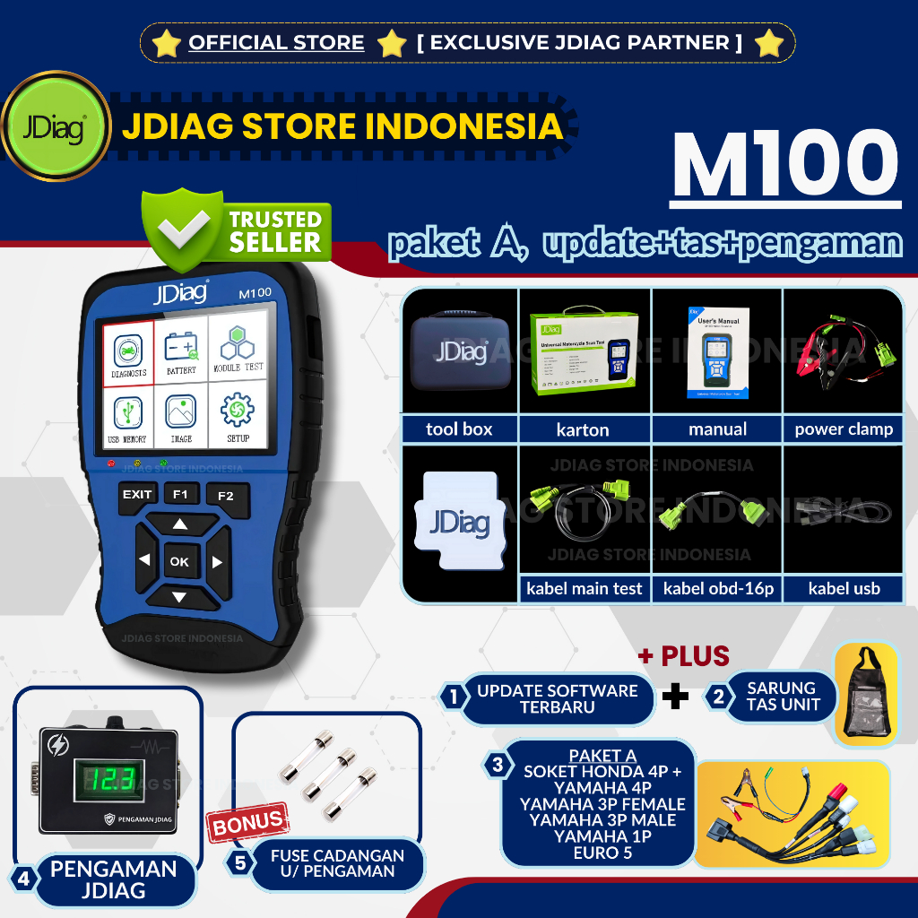 ☑ ORIGINAL 100%  ☑ JDIAG M100 MOTO SCANNER SEMUA MOTOR JDIAG M 100 SCAN SEPEDA MOTOR HONDA ECU OBD2