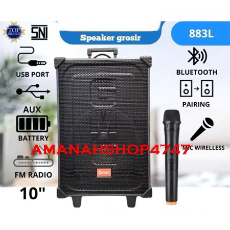 Speaker Portable Gmc 883L / GMC883L / GMC 883 L New Free 1 Mic Wirelles.Garansi 1 Tahun