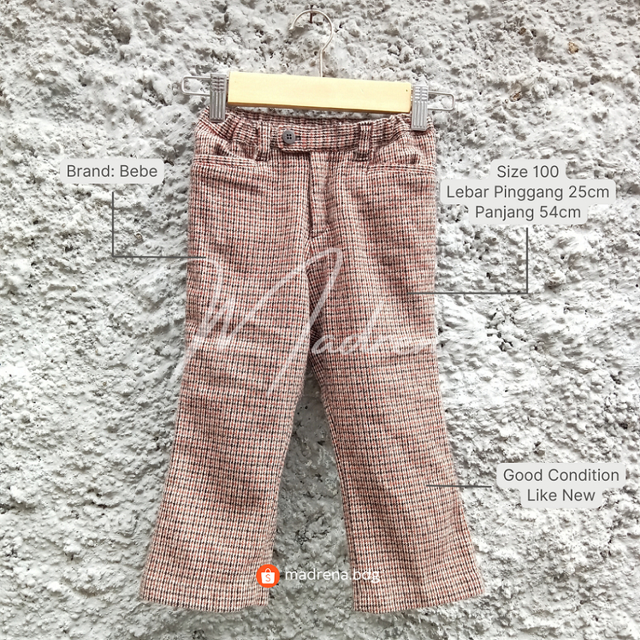 BEBE Celana Panjang Anak Perempuan / Ankle Pants Celana Anak Perempuan/ Toddler Houndstooth Ponte Pa
