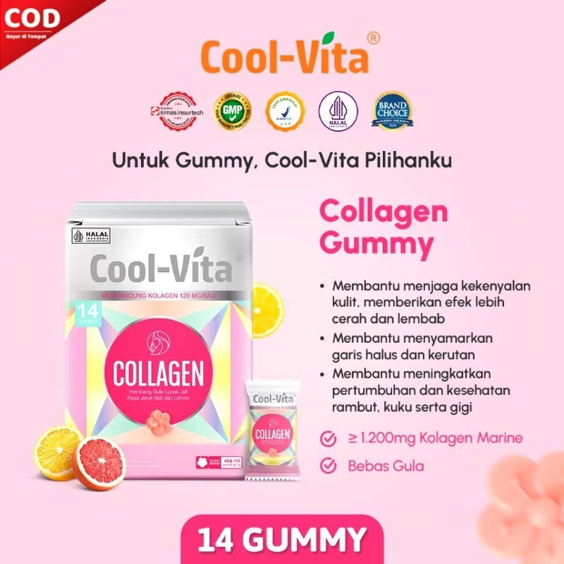 COOLVITA- COLLAGEN GUMMY 14 PCS / PERMEN COLLAGEN / COLLAGEN GUMMY / GUMMY COOLVITA / COOLVITA GUMMY