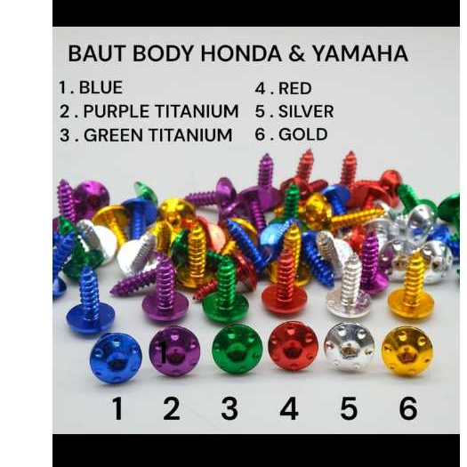 baut body probolt Besi stainless model titanium HENG honda yamaha pro bolt baut cacing cnc gold Heng
