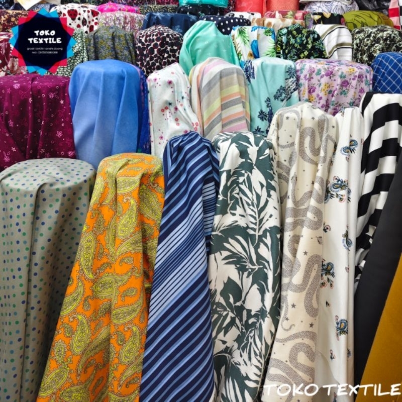 Kain Bahan Katun Twill Stretch Tebal Motif Keren