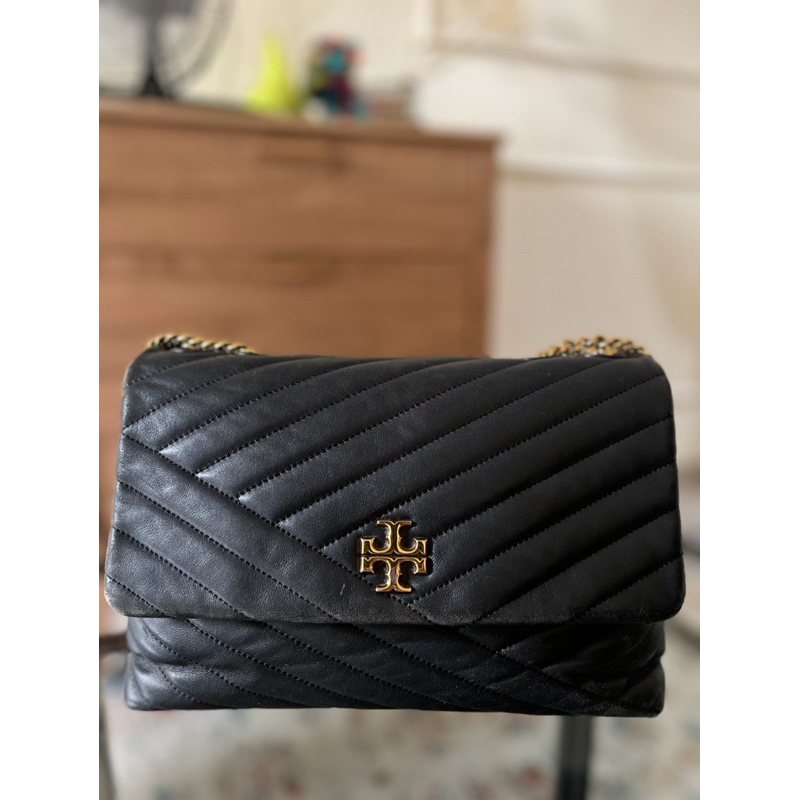PRELOVED TB KIRA CHEVRON MEDIUM BLACK AUTHENTIC