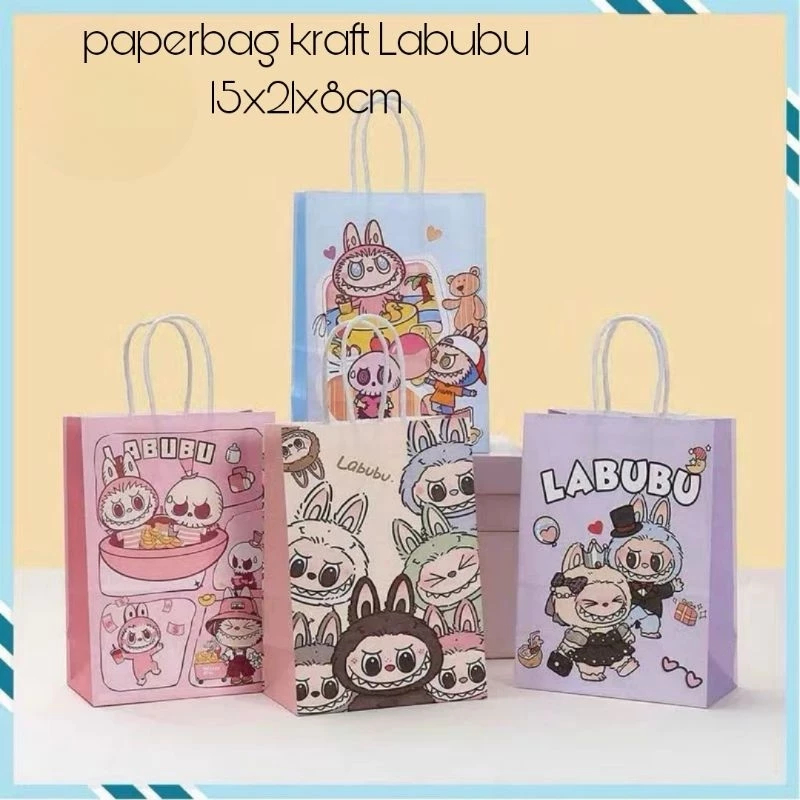 

DYPACK Paper Bag Hadiah Kraft Viral Labubu ukuran 15x21cm