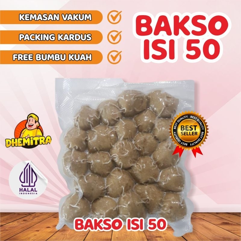 

Bakso Sapi Premium halus isi 50 bonus bumbu kuah