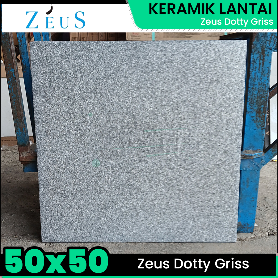 Keramik Kasar 50x50 Zeus Dotty Griss Motif Polos Abu Lantai Carport/Garasi Matte