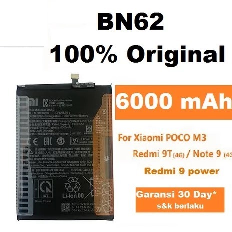 Baterai Original Xiaomi Redmi 9T POCO M3 BN-62 BN62 BN 62
