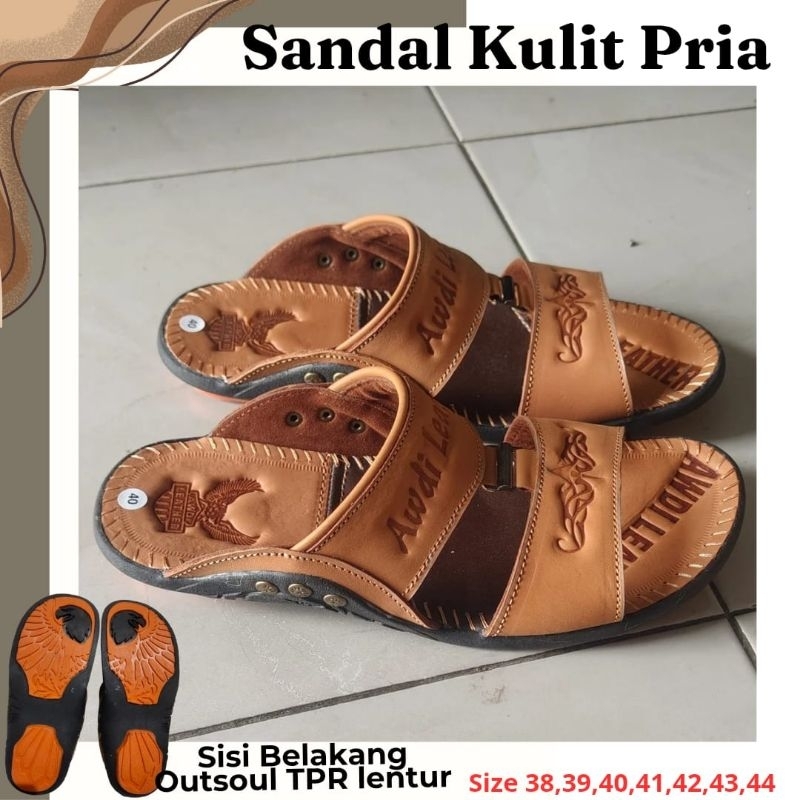 Sandal Kulit Pria original kulit asli, sandal Pria Keren, sandal bahan kulit sapi asli 100%