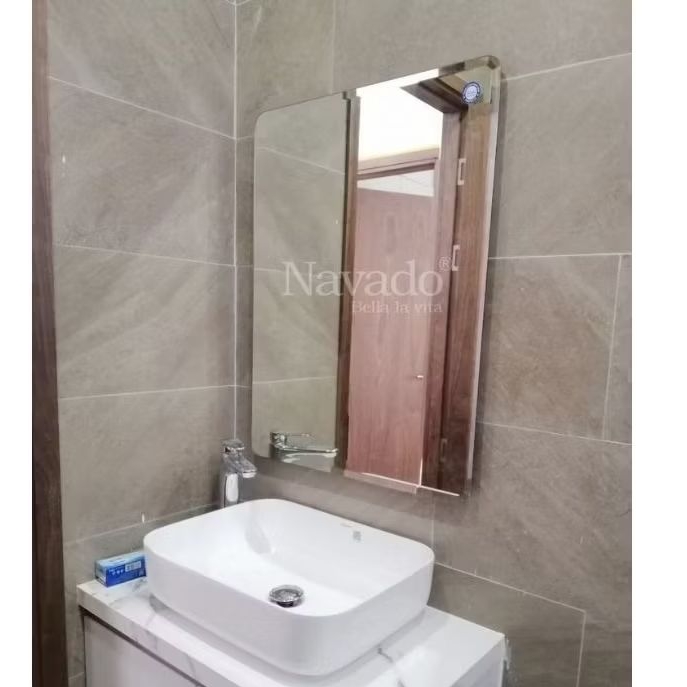 kaca cermin Bevel aesthetic bentuk kotak cermin tempel dinding wastafel kamar mandi